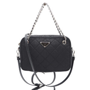 PRADA Prada Nylon and Leather Quilted Chain NERO 1BH910 2-way Shoulder Bag in...